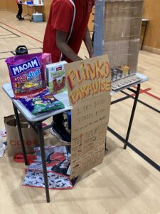 Cardboard Plinko carnival game built by students for Year 6 Enterprise Day