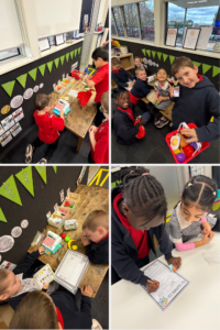 Class 1B students reading and writing together in the classroom